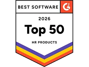 Best Software G2 2026 award badge for Top 50 HR products.